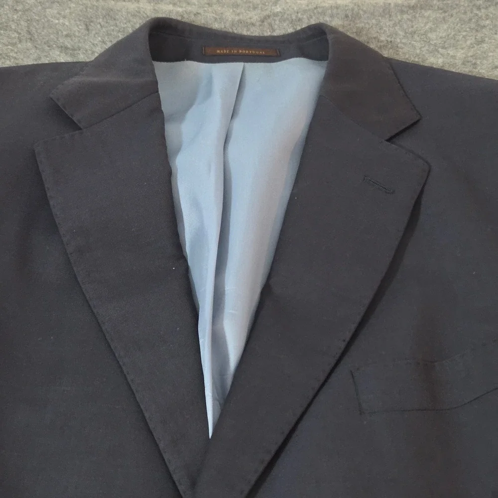 Loro Piana Wool J Hilburn Custom Navy Club Blazer Sport Coat Made Portugal 44R